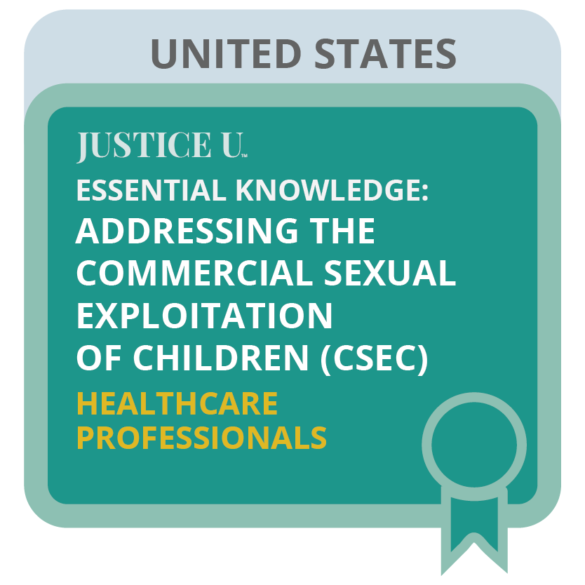 Justice U badge for public health professionals